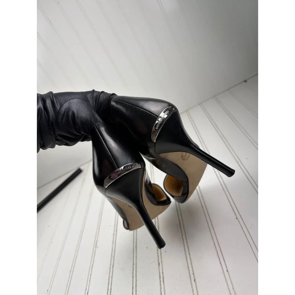 Michael Kors Black Leather Pointed Toe DOrsay Stiletto Pumps Women's Size 10M